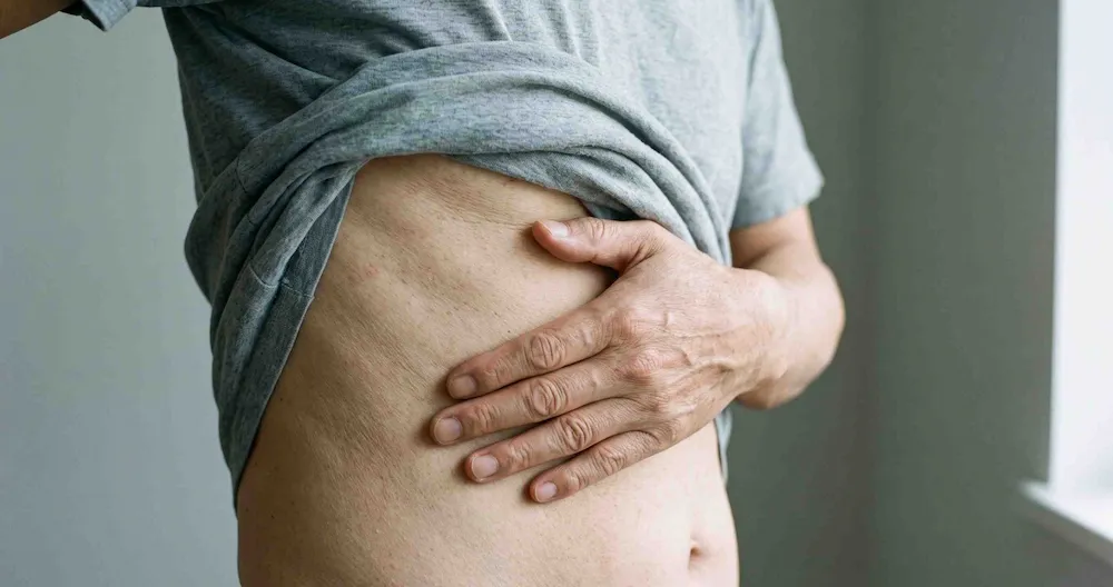 Vùng da sườn từng nổi ban zona đã lành nhưng vẫn còn đau dây thần kinh sau zona