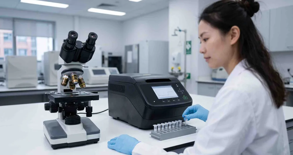 Soi tươi âm tính vẫn cần NAAT: kính hiển vi và máy PCR trên cùng một bàn xét nghiệm