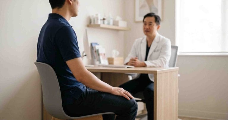 Người bệnh viêm niệu đạo tái phát tư vấn với bác sĩ da liễu sau đợt điều trị kháng sinh