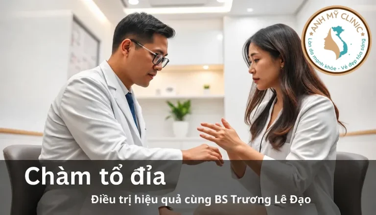 BSCKII Trương Lê Đạo thăm khám và tư vấn phác đồ điều trị bệnh chàm tổ đỉa tại Anh Mỹ Clinic