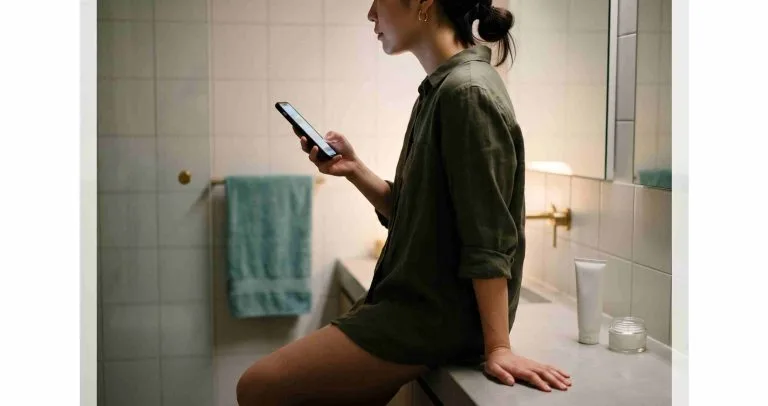 Người trẻ xem video làm đẹp trên điện thoại buổi tối — mẹo trị mụn trên TikTok có đáng tin không