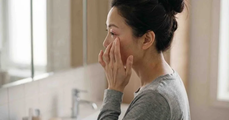 Sưng mí mắt do kiến ba khoang: mí mắt một bên đỏ rát thành vệt dài, bác sĩ da liễu Anh Mỹ Clinic thăm khám