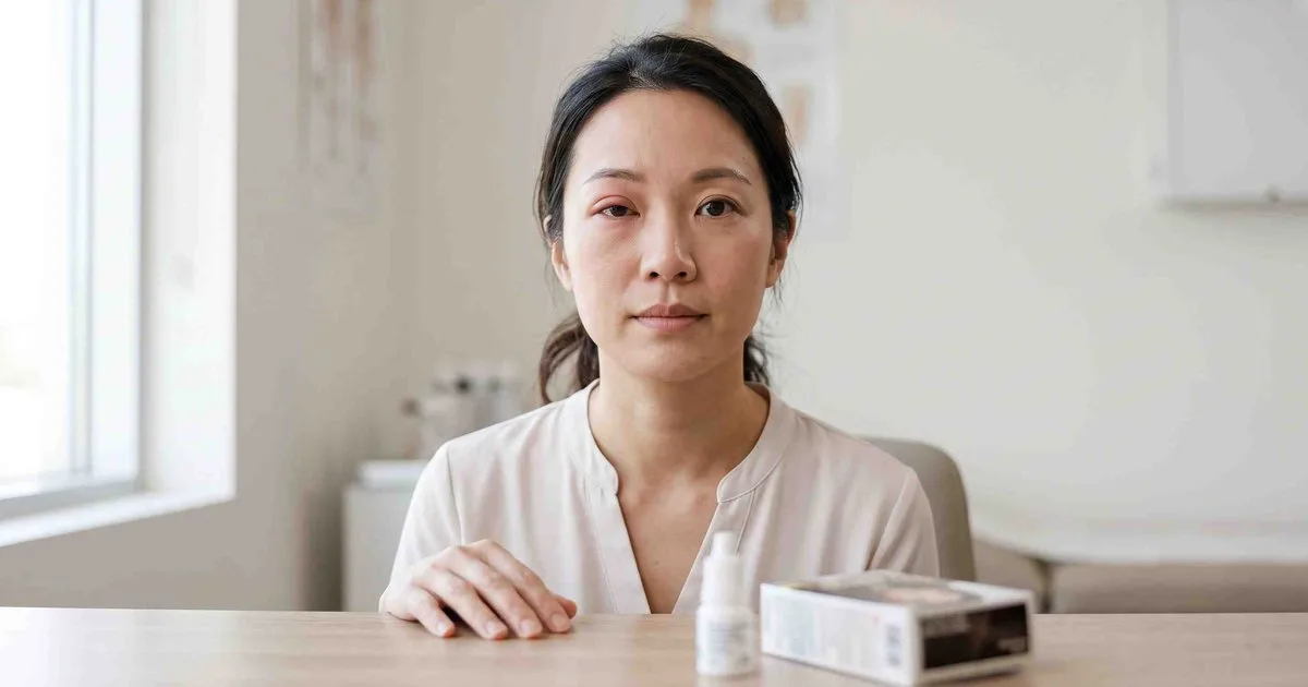 Sưng mí mắt một bên do thuốc nhuộm tóc được bác sĩ da liễu Anh Mỹ Clinic thăm khám và tìm dị nguyên
