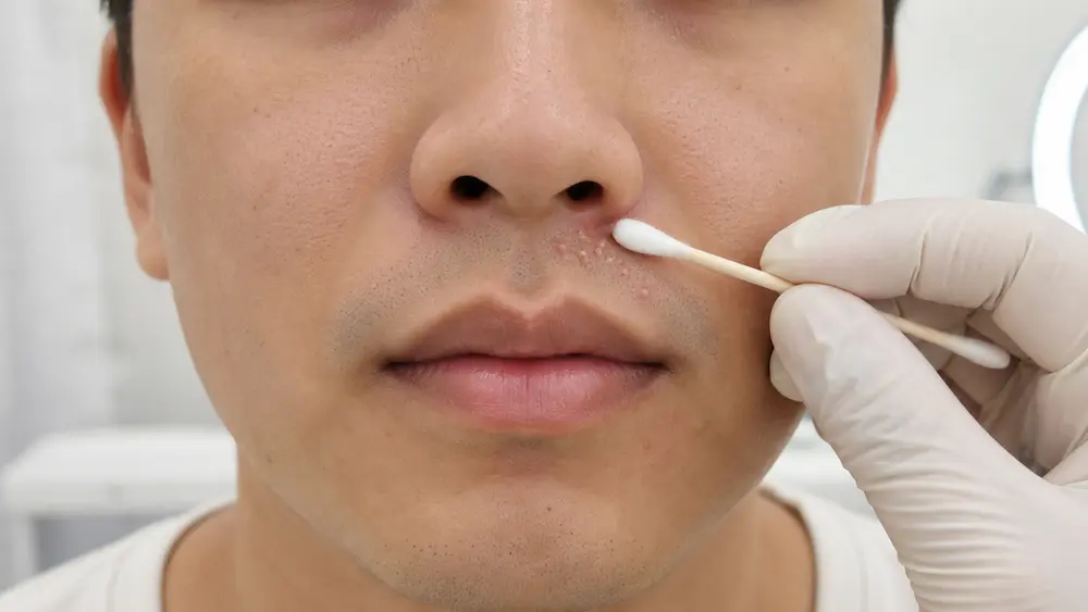 Vi khuẩn Gram âm phát triển quá mức quanh mũi sau khi dùng kháng sinh trị mụn kéo dài
