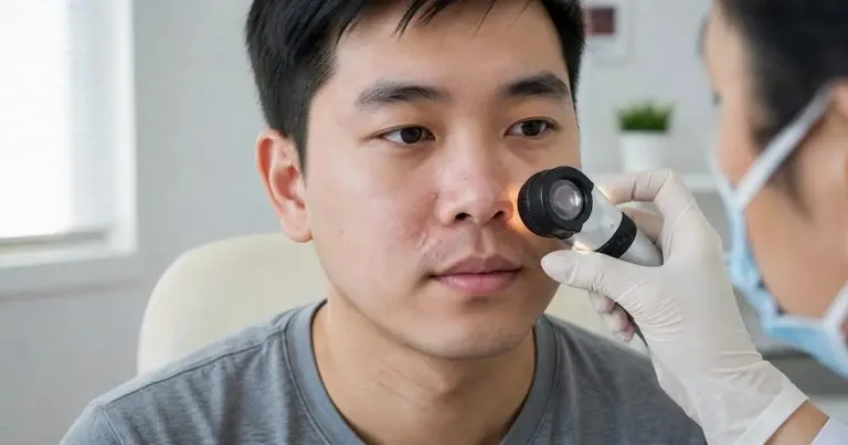 Viêm nang lông do vi khuẩn Gram âm ở vùng mũi miệng dễ nhầm với mụn trứng cá kháng thuốc