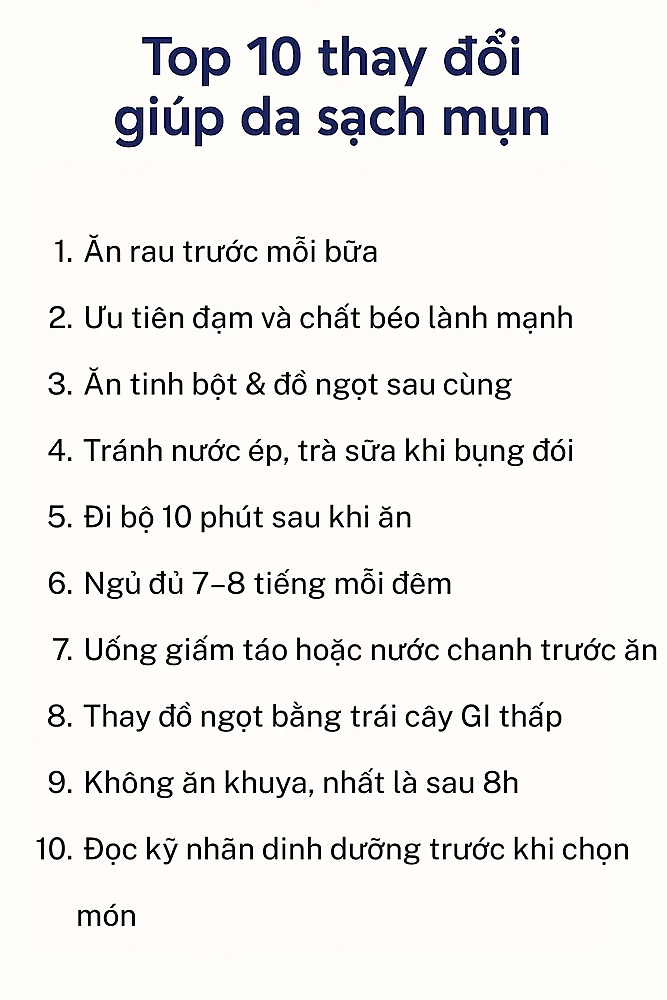 Danh sách 10 hành vi giúp giảm mụn và ổn định đường huyết