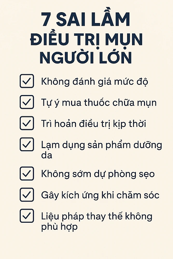 7 Sai lầm điều trị mụn người lớn