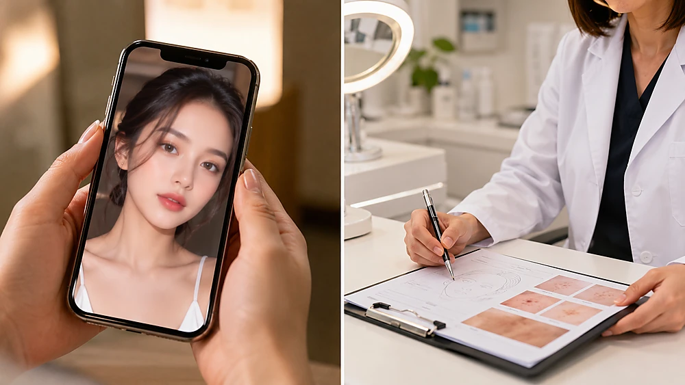 Tương phản giữa hình ảnh da lý tưởng qua bộ lọc mạng xã hội và thực tế tư vấn da liễu lâm sàng tại phòng khám