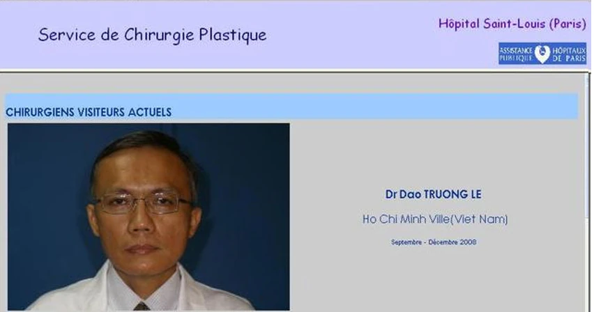 Bs Trương Lê Đạo thực tập tại Khoa Phẫu Thuật Tạo Hình, Bệnh viện Saint-Louis, Paris, 2008