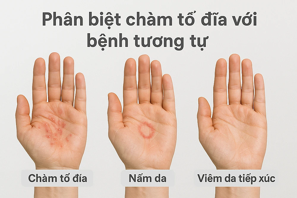 Phân biệt chàm tổ đỉa, nấm da, chàm tiếp xúc