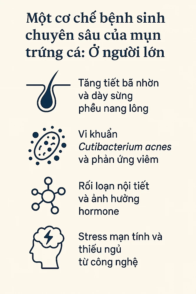 Cơ chế bệnh sinh mụn trứng cá ở người lớn