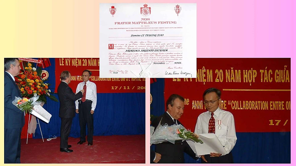 Huân chương Bạc của Dòng Hiệp sĩ Thánh Gioan Jerusalem trao tặng ông Lê Trương Đạo tại Rome năm 2009, ghi nhận công trạng và cống hiến xuất sắc