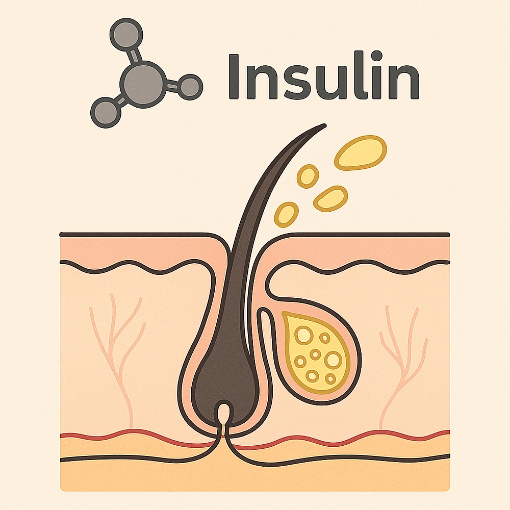 Da tiết bã nhờn khi insulin tăng	