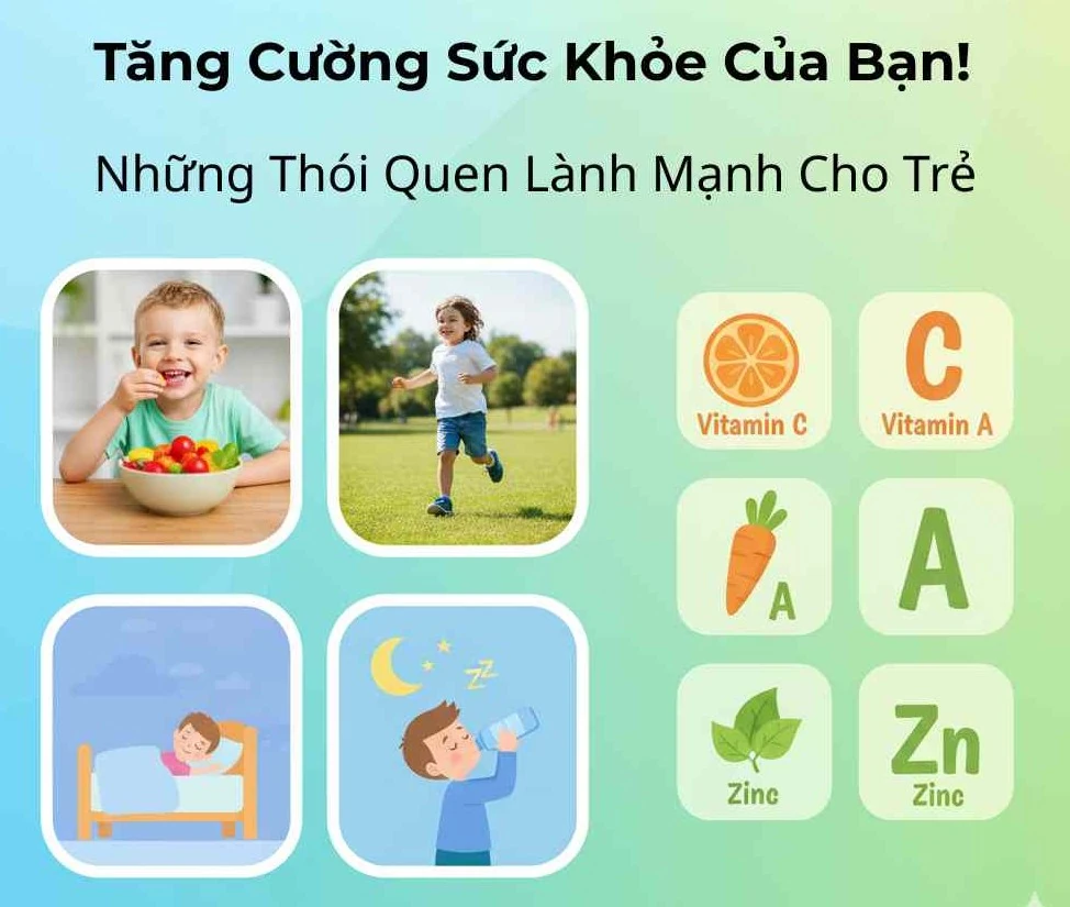 Minh họa chế độ ăn giàu vitamin và lối sống lành mạnh giúp phòng ngừa mụn cóc