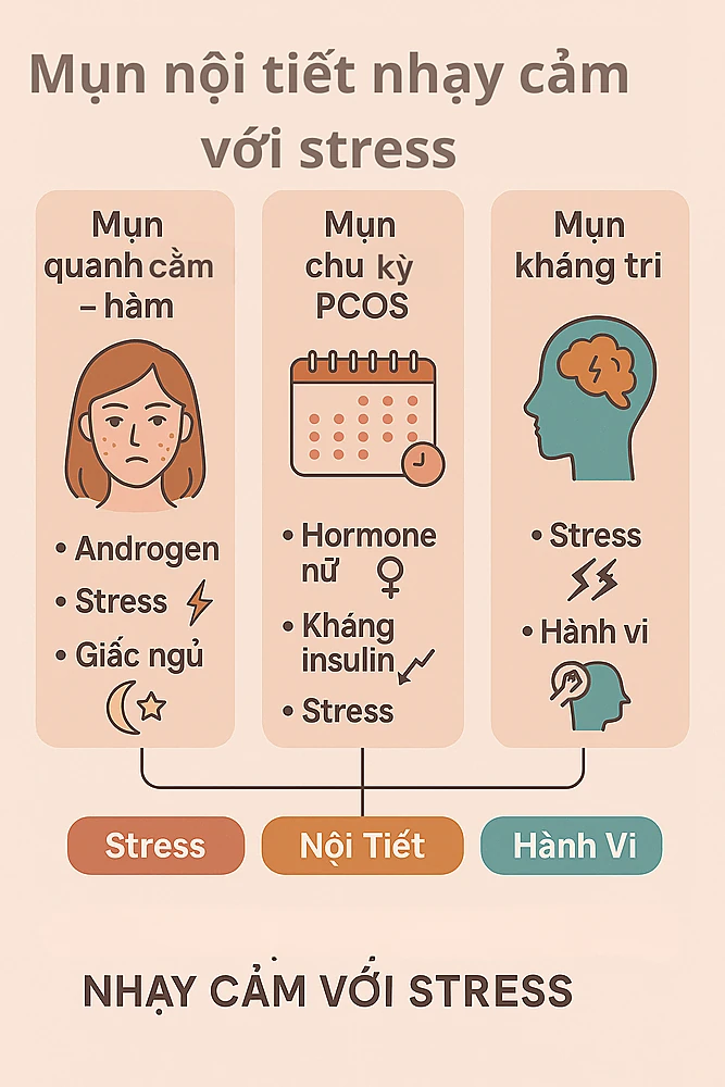 Phân loại mụn nội tiết nhạy cảm với stress