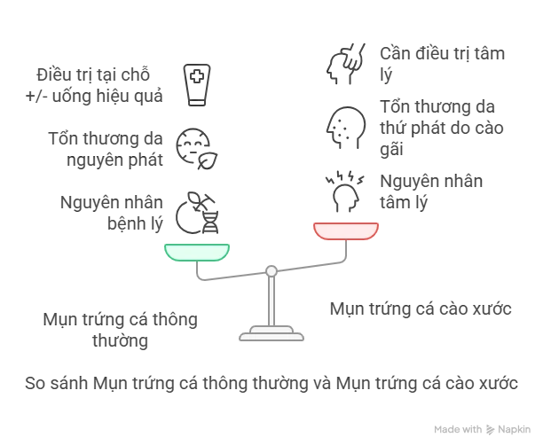 Mụn trứng cá thông thường so với mụn trứng cá cào xước