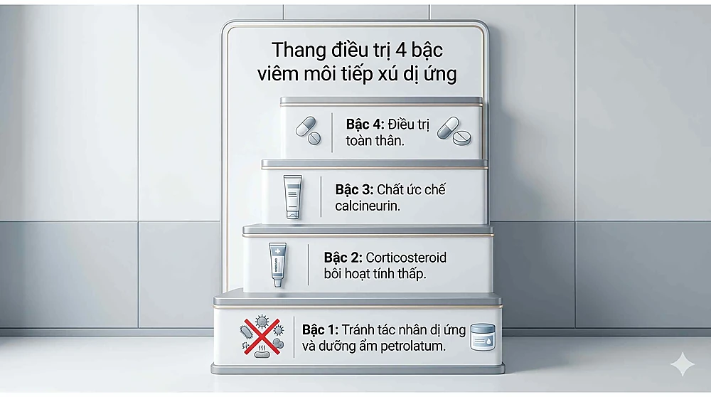 Phác đồ điều trị bậc thang viêm môi dị ứng từ dưỡng ẩm đến thuốc bôi chuyên khoa