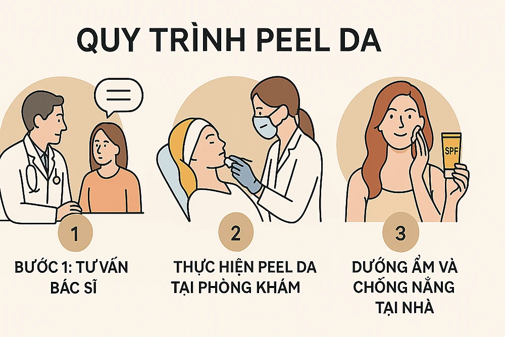 Quy trình 3 bước peel da hóa học chuẩn y khoa an toàn và hiệu quả.
