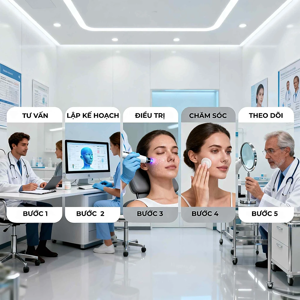 5 bước quy trình trẻ hóa da công nghệ cao tại Phòng Khám Da Liễu Anh Mỹ