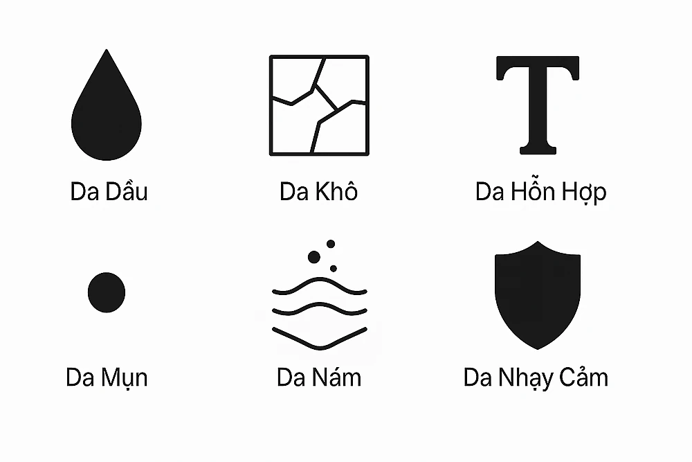 Các routine chăm sóc da khoa học cho da dầu, da khô, da hỗn hợp, da mụn, da nám và da nhạy cảm