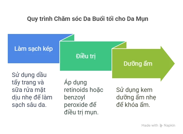 Quy trình Chăm sóc Da Buổi tối cho Da Mụn
