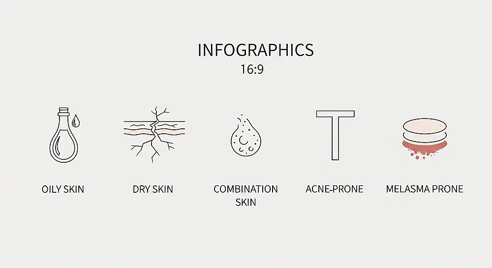 Scientific skincare routines for oily, dry, combination, acne-prone, and melasma-prone skin.