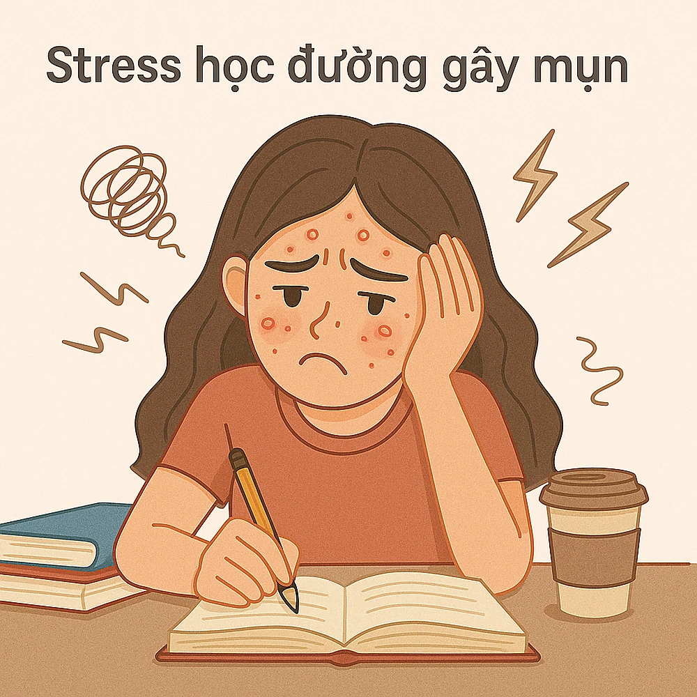 Stress học đường gây mụn