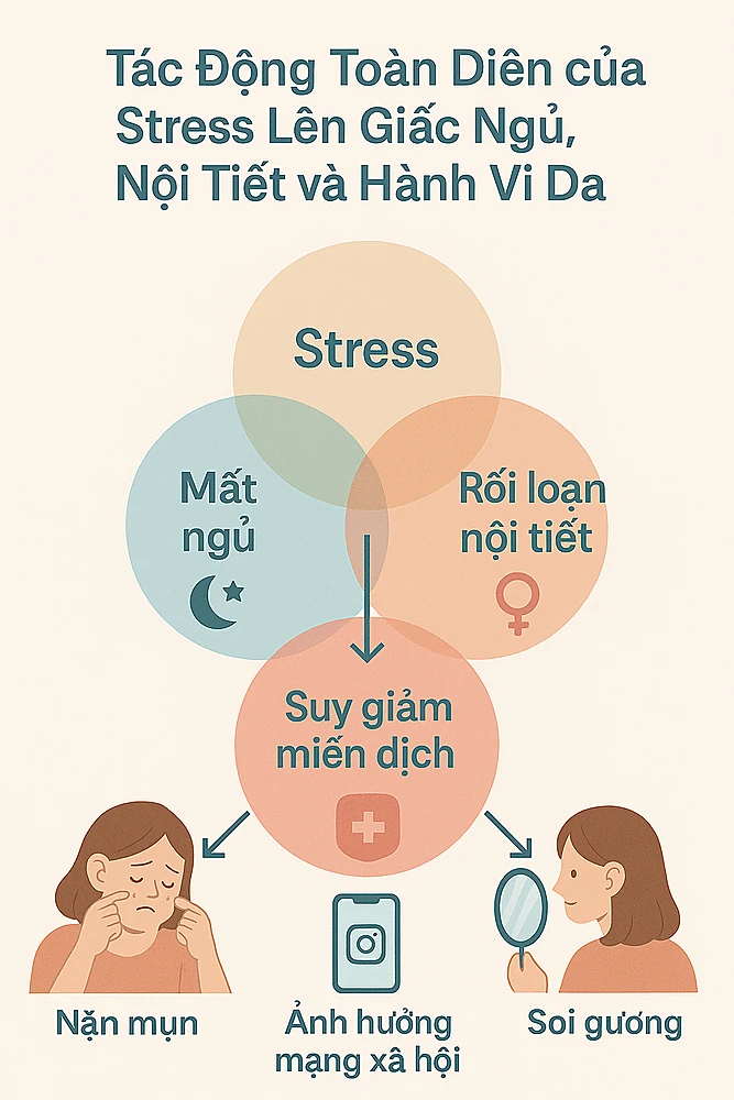 Tác động toàn diện của stress lên giấc ngủ, nội tiết và hành vi da
