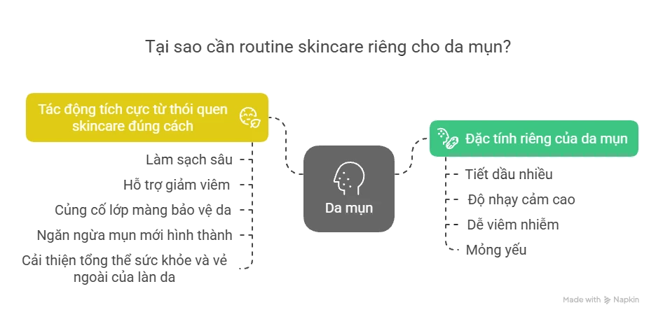 Tại sao cần routine skincare riêng cho da mụn