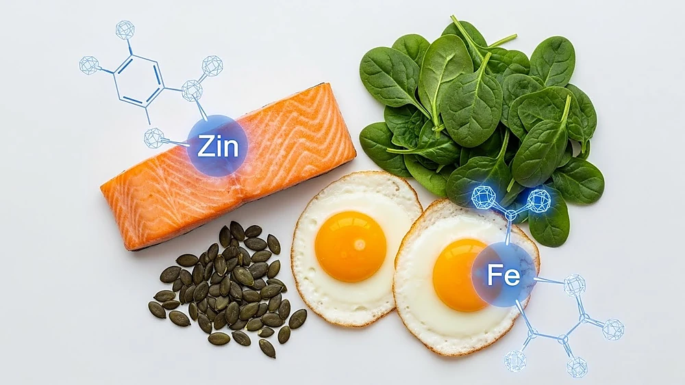 Các loại thực phẩm giàu dinh dưỡng hỗ trợ mọc tóc như cá hồi và trứng.