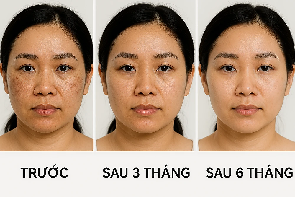 Trước 3, 6 tháng trị nám Anh Mỹ Clinic